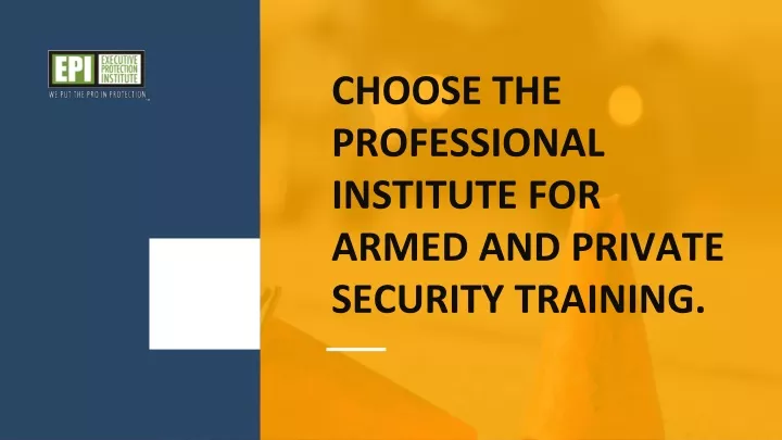 choose the professional institute for armed and private security training