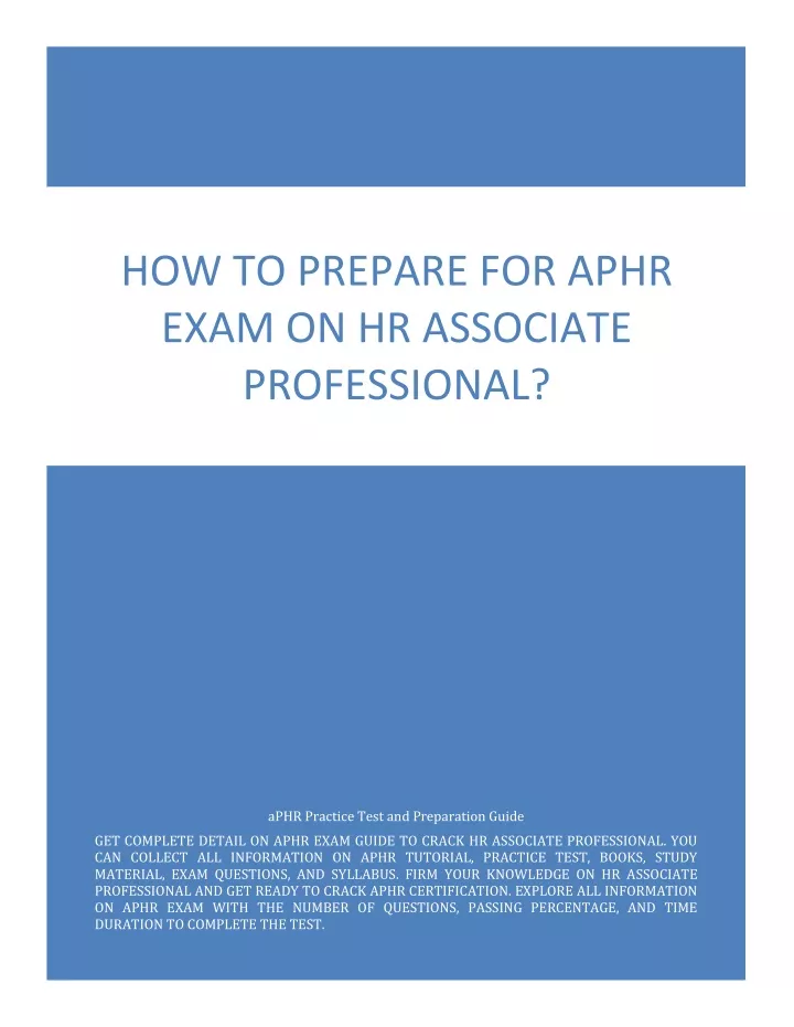 how to prepare for aphr exam on hr associate