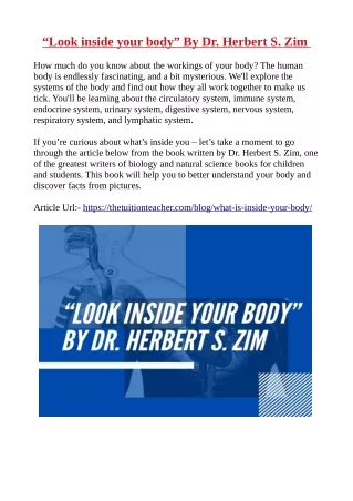 look inside your body by dr herbert s zim