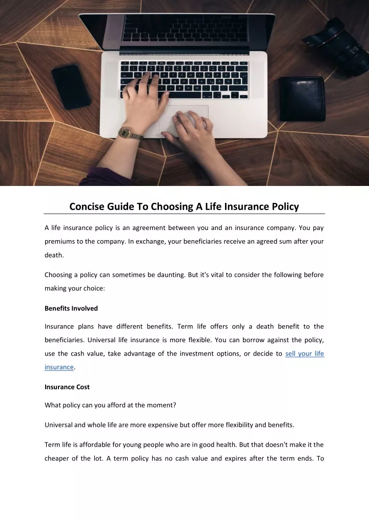 concise guide to choosing a life insurance policy