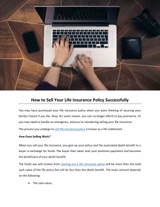 How to Sell Your Life Insurance Policy Successfully