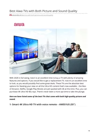 Best Aiwa TVs With Both Picture and Sound Quality