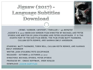 Jigsaw (2017) - Langage Subtitles Download