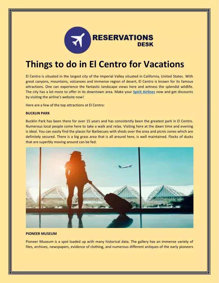 things to do in el centro for vacations