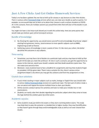just a few clicks and get online homework services