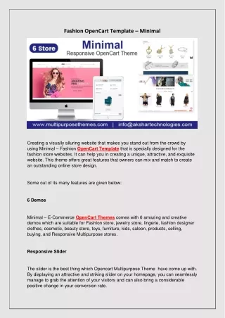 fashion opencart template minimal