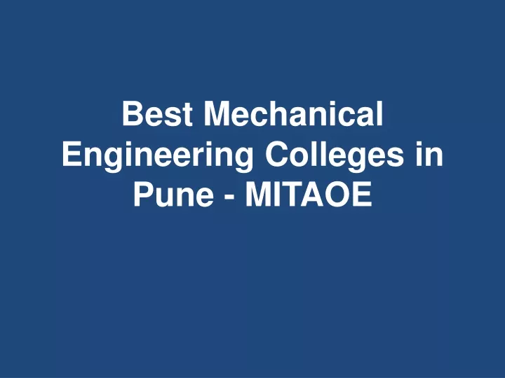 best mechanical engineering colleges in pune mitaoe