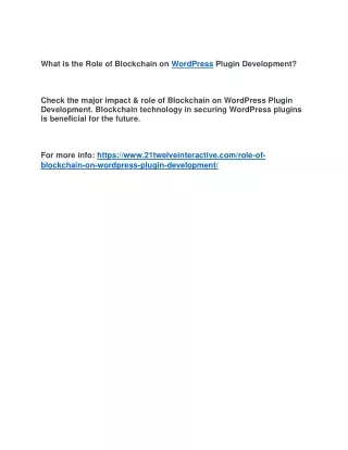 what is the role of blockchain on wordpress