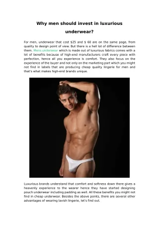 why men should invest in luxurious