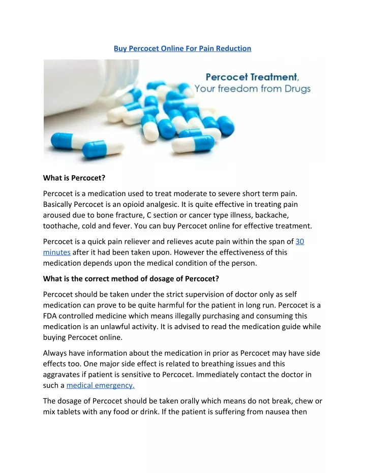 buy percocet online for pain reduction