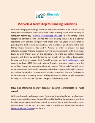 iServeU-A Next Step to Banking Solutions