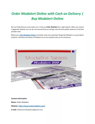 Order Modalert Online with Cash on Delivery | Buy Modalert Online