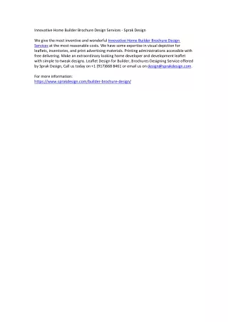 innovative home builder brochure design services
