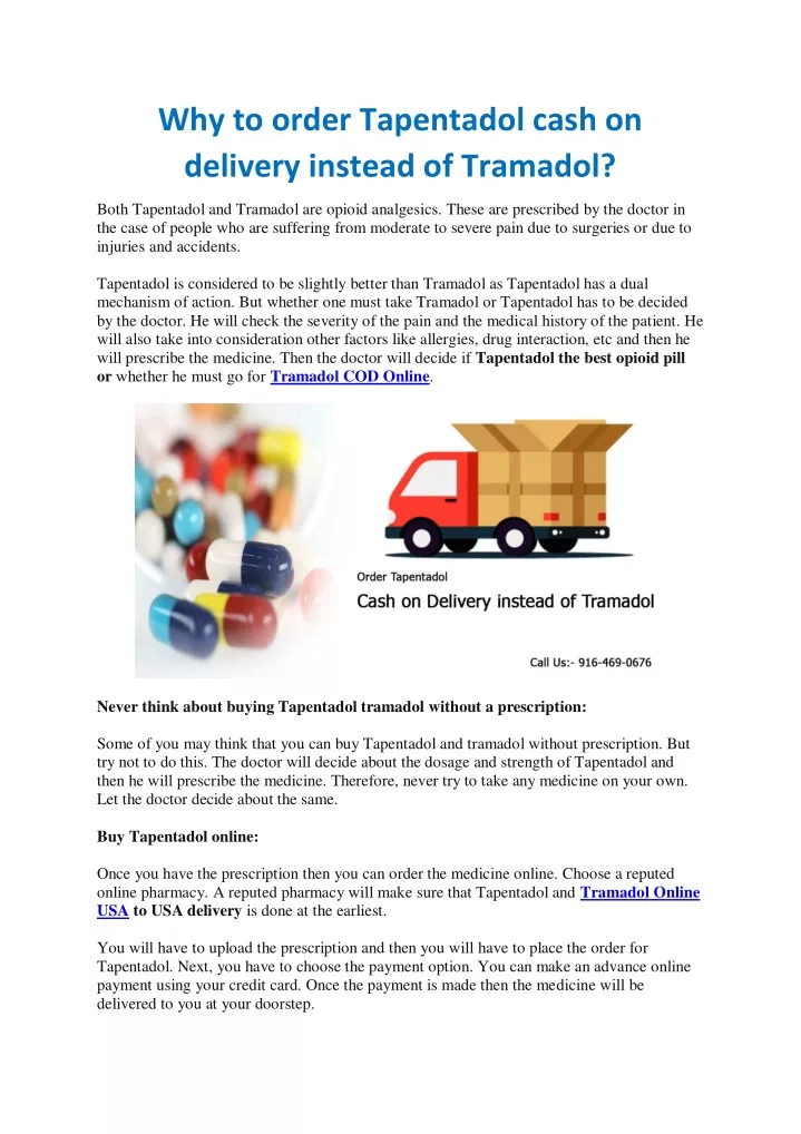 why to order tapentadol cash on delivery instead