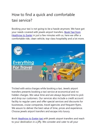 how to find a quick and comfortable taxi service