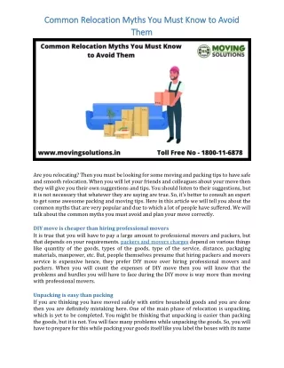 common relocation myths you must know to avoid