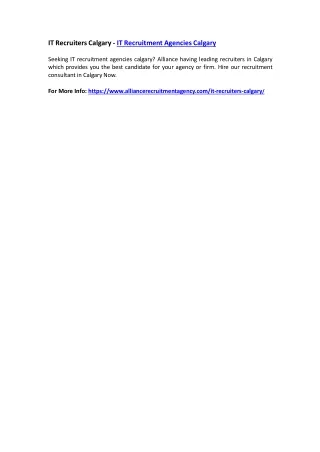 it recruiters calgary it recruitment agencies