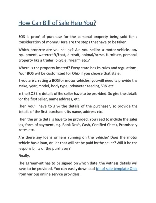 how can bill of sale help you