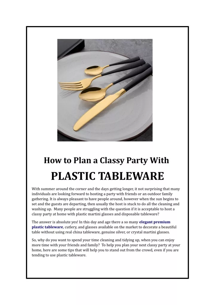 how to plan a classy party with plastic tableware