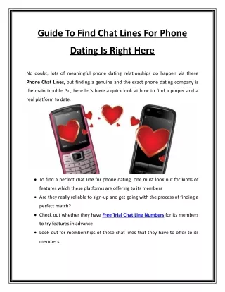 Guide To Find Chat Lines For Phone Dating Is Right Here