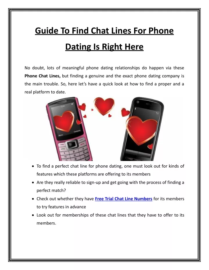 guide to find chat lines for phone