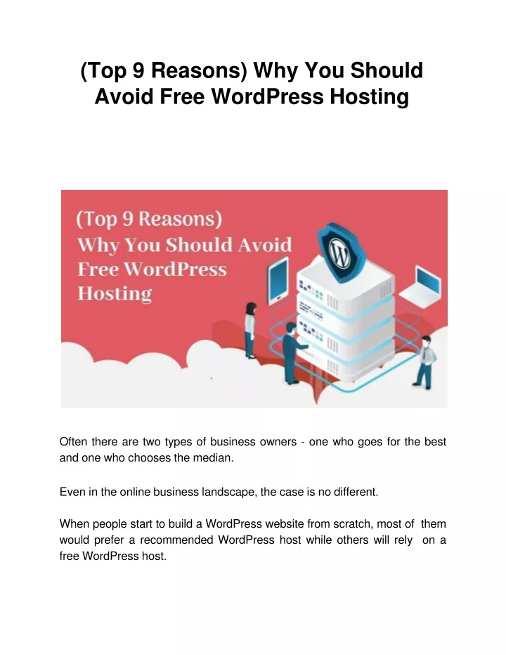 top 9 reasons why you should avoid free wordpress hosting