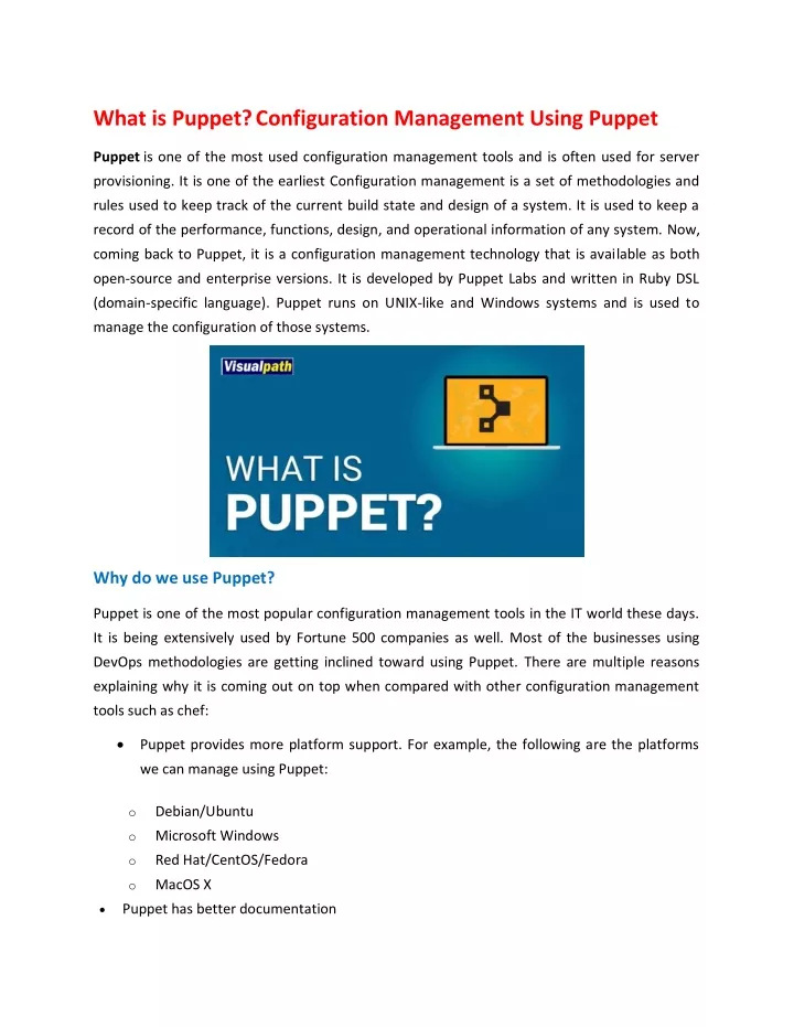 what is puppet configuration management using
