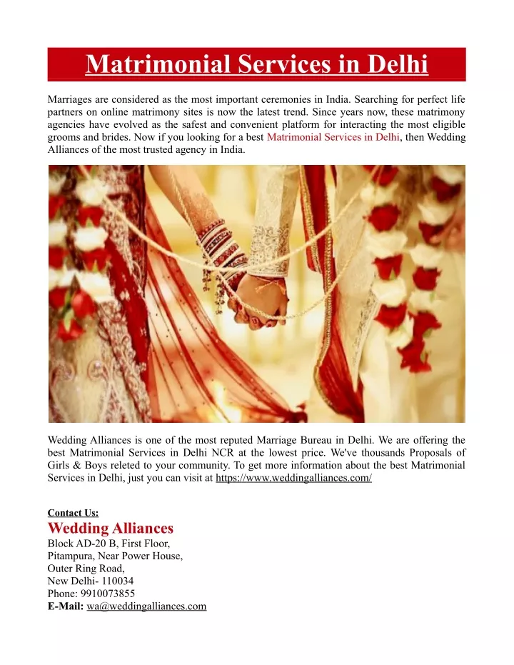 matrimonial services in delhi