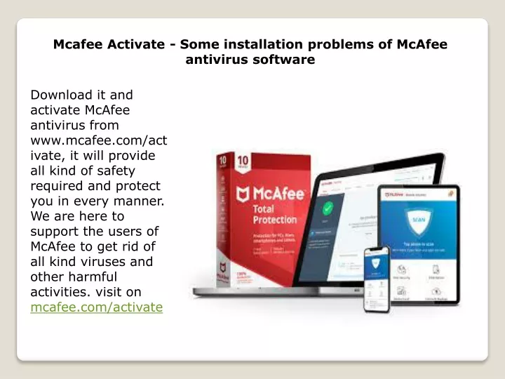 mcafee activate some installation problems