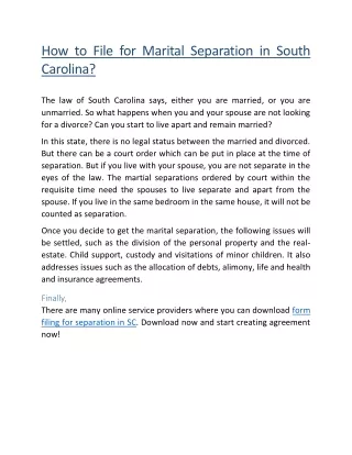 how to file for marital separation in south