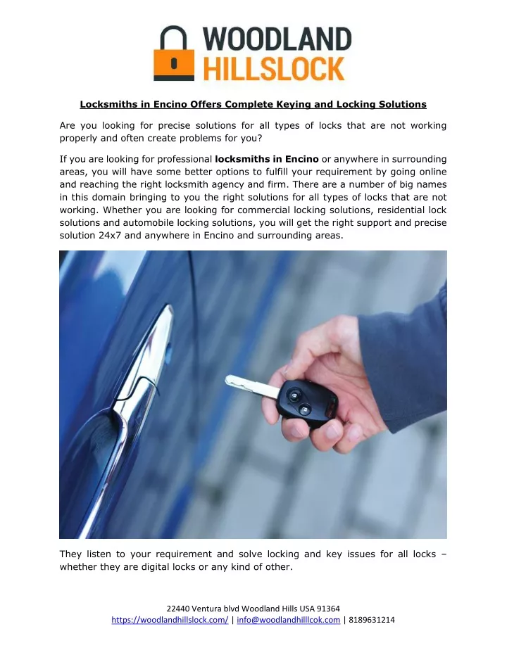 locksmiths in encino offers complete keying