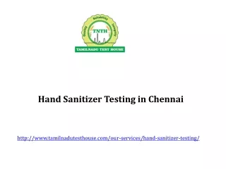 Hand Sanitizer Testing in Chennai at India
