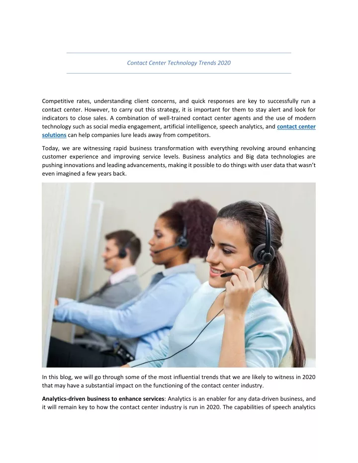 contact center technology trends 2020