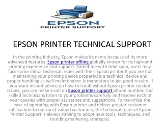 EPSON PRINTR TECHNICAL SUPPORT