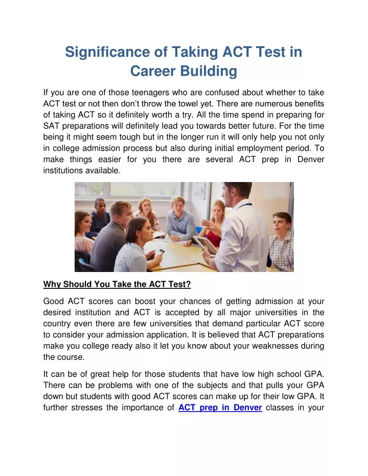 significance of taking act test in career building