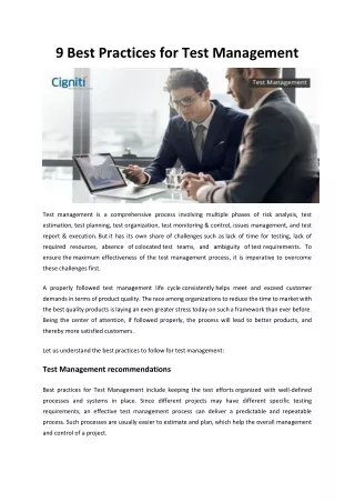 9 best practices for test management