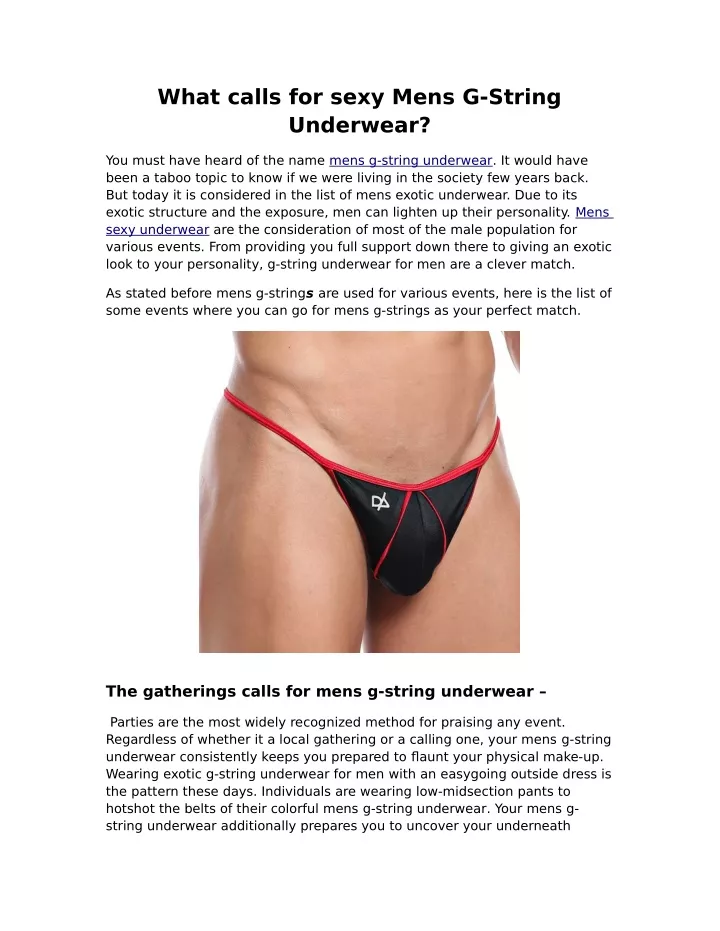 what calls for sexy mens g string underwear