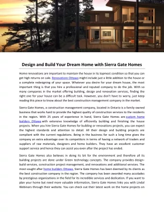 Design and Build Your Dream Home With Sierra Gate Homes