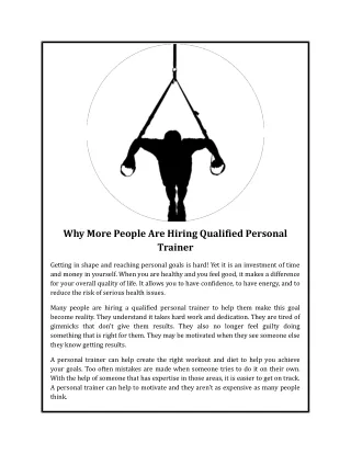 Why More People Are Hiring Qualified Personal Trainer