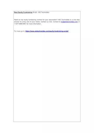 best equity fundraising script ais technolabs