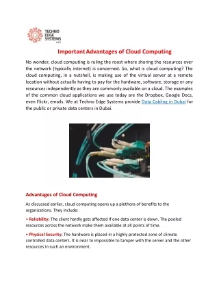 important advantages of cloud computing