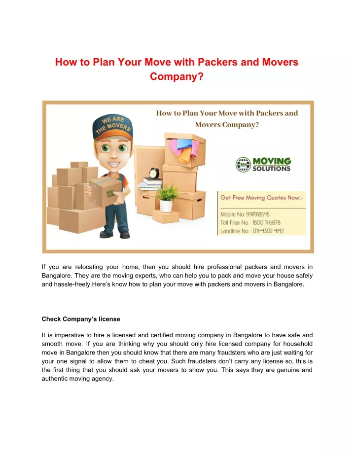 how to plan your move with packers and movers