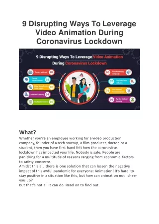 9 Disrupting Ways To Leverage Video Animation During Coronavirus Lockdown