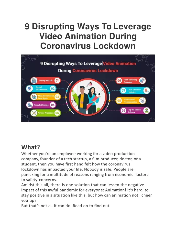 9 disrupting ways to leverage video animation during coronavirus lockdown