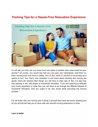 packing tips for a hassle free relocation