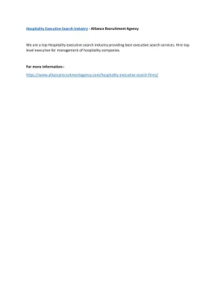 hospitality executive search industry alliance