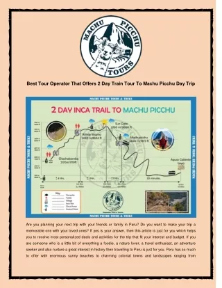 Best Tour Operator That Offers 2 Day Train Tour To Machu Picchu Day Trip