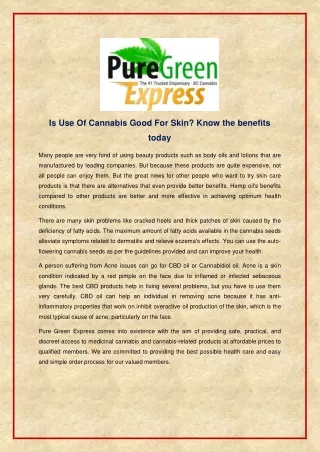 Is Use Of Cannabis Good For Skin? Know the benefits today