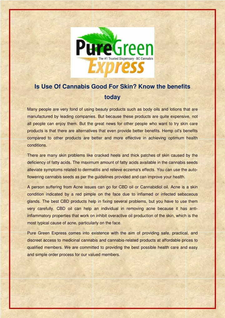 is use of cannabis good for skin know the benefits