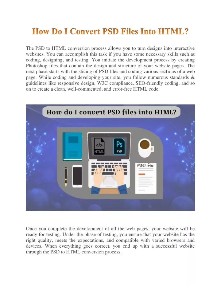 the psd to html conversion process allows
